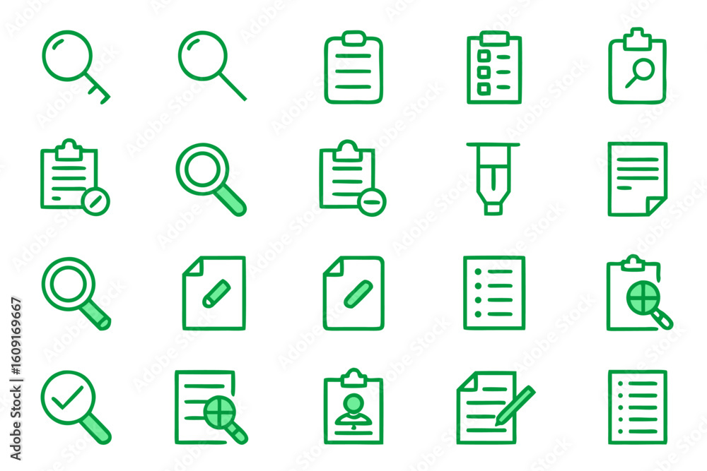 Poster editable line icons for auditing and business processes