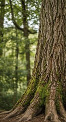 Obraz premium Mossy Tree Trunk in Lush Forest