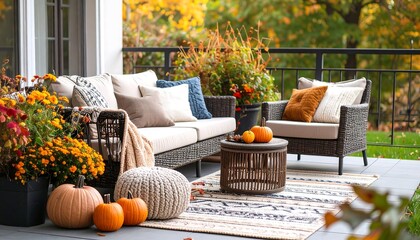 Autumn patio furniture and decor