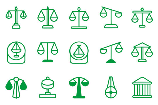 Balance and equilibrium line art icon set with editable stroke