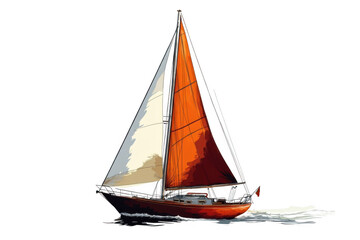 Fototapeta premium Sailboat Glides Smoothly On Water with Nautical Adventure Theme.