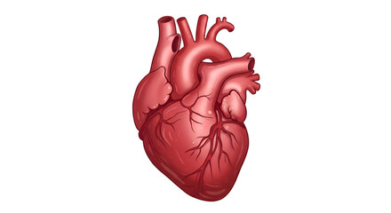 An anatomically correct illustration of the human heart showing its major arteries and veins.