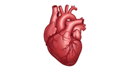 An anatomically correct illustration of the human heart showing its major arteries and veins.
