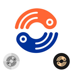 Abstract stylized logo with two holding hand palms in a round or some creatures like octopus or squid