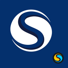 Abstract ball shape logo with elegant curve lines. Yin yang style symbol with empty space inside. Letter S in a round badge sign