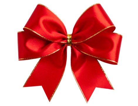 Festive Red Christmas Bow with Golden Trim Transparent PNG