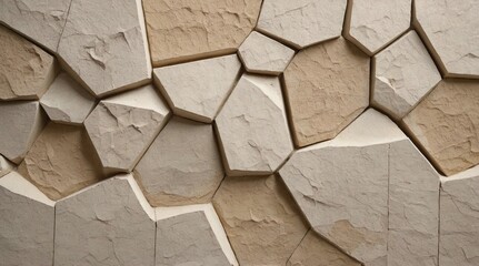 Beige Rough Stucco Wall Texture with Irregular Polygonal Shapes