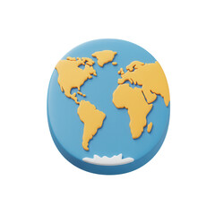Fototapeta premium Stylized 3d earth globe icon isolated on transparent background