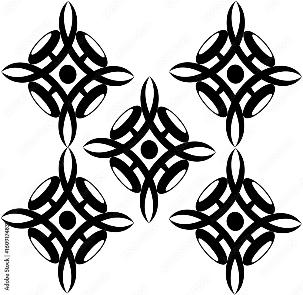 Poster geometric black and white vector pattern with symmetrical design elements