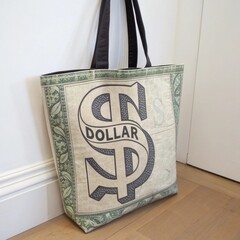 Dollar Sign Fabric Tote Bag