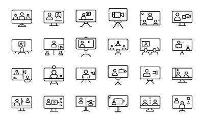 Bundle Icon Of Video Conference Screen 