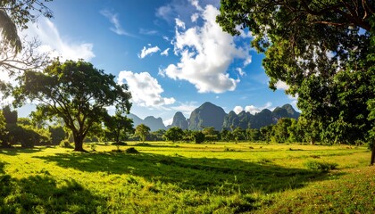 Lush landscape with mountains