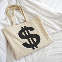 Dollar Sign Fabric Tote Bag