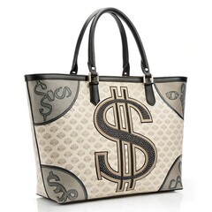 Dollar Sign Fabric Tote Bag