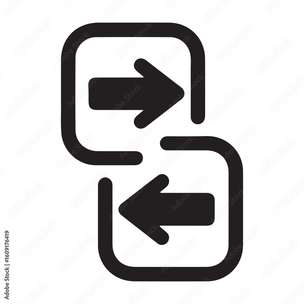 Poster interconnected flow arrows icon represents synchronization data exchange or information transfer wit