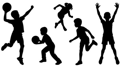 Children kids silhouette set, vector silhouette of children.