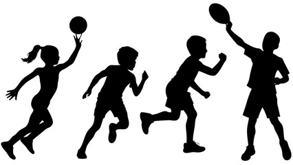 Children kids silhouette set, vector silhouette of children.