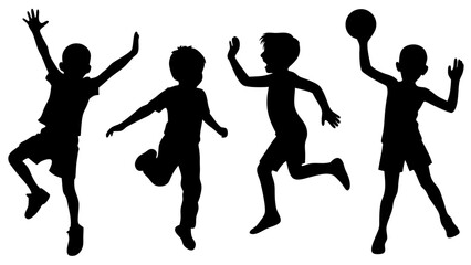 Children kids silhouette set, vector silhouette of children.