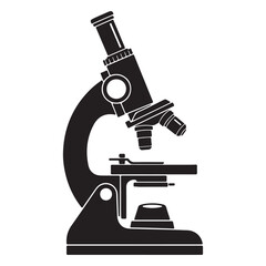 Monochrome Microscope Illustration Classic Scientific Instrument for Biological Research Medical Lab Equipment and Educational Purposes Simple Black and White Design