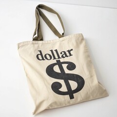 Dollar Sign Fabric Tote Bag