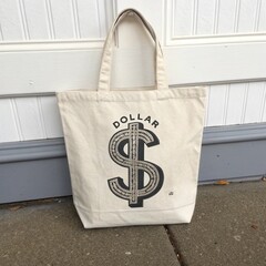Dollar Sign Fabric Tote Bag