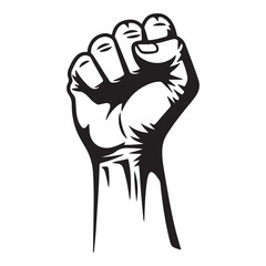 Powerful Symbol of Solidarity A Black and White Illustration of a Raised Fist