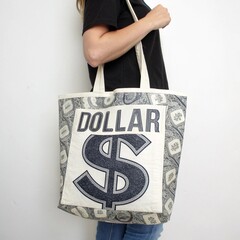 Dollar Sign Fabric Tote Bag