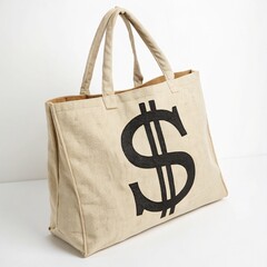 Dollar Sign Fabric Tote Bag