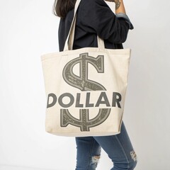 Dollar Sign Fabric Tote Bag