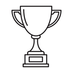 Simple Black and White Line Art Trophy Illustration for Achievement and Success, a Symbol of Victory and Recognition