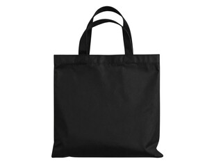 Elegant Black Tote Bag with Long Handles – Front Facing Studio Shot, Isolated on Transparent Background