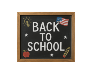 Back to school chalkboard isolated on transparent background.
