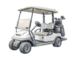 A CreamColored Golf Cart Ready for the Fairway on transparent background