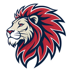 Majestic Lion Head Crimson Mane and Regal Profile on transparent background