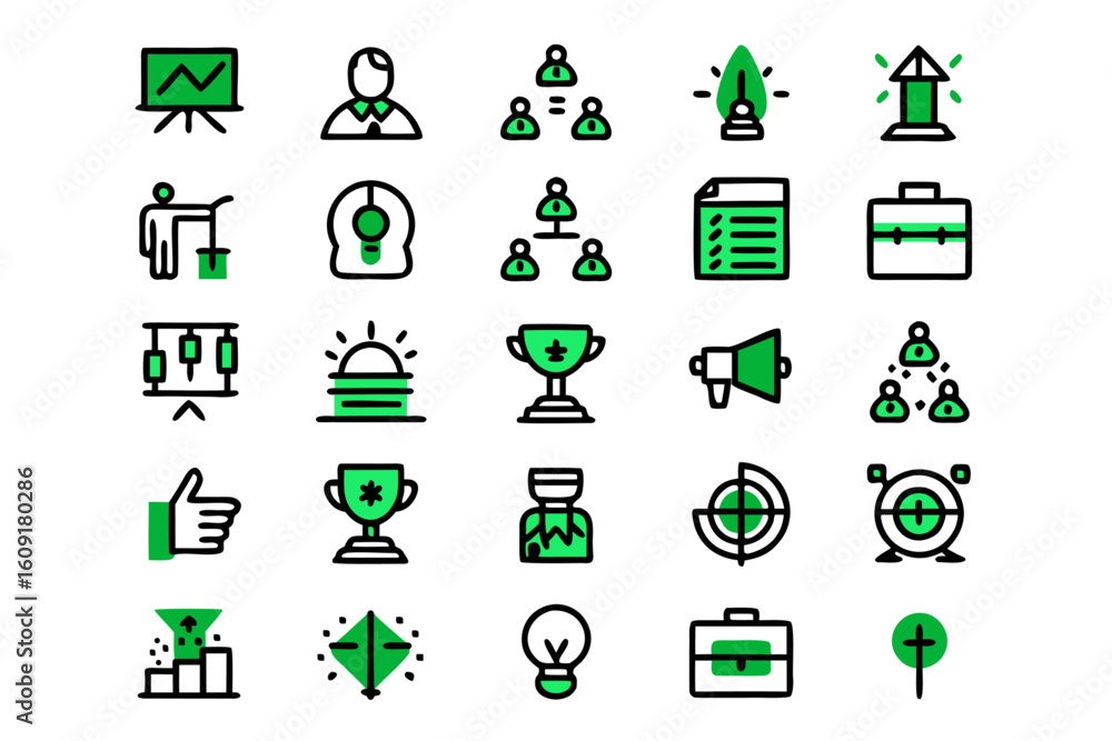 Aufkleber professional business project line art editable icon set featuring key concepts for modern enterpris