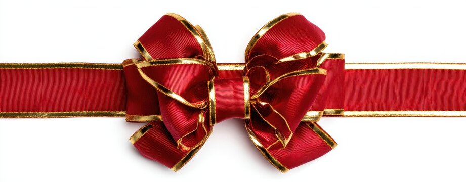 The elegant red and gold bow for festive gift wrapping.