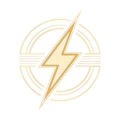 Abstract Lightning Bolt Symbol within Concentric Circles on transparent background