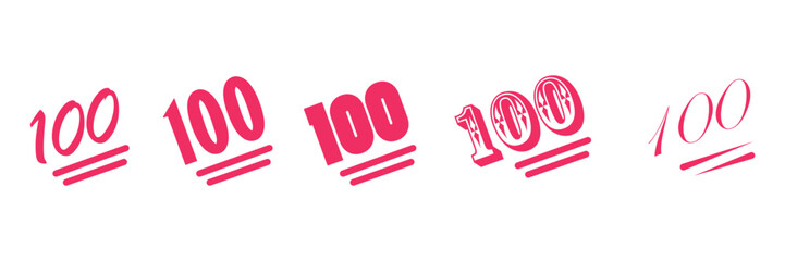 Pink hundred points icon with different style vector illustration.