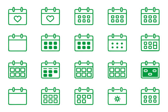 A comprehensive collection of adaptable calendar themed graphic elements suitable for various design projects showcasing important dates and scheduling information