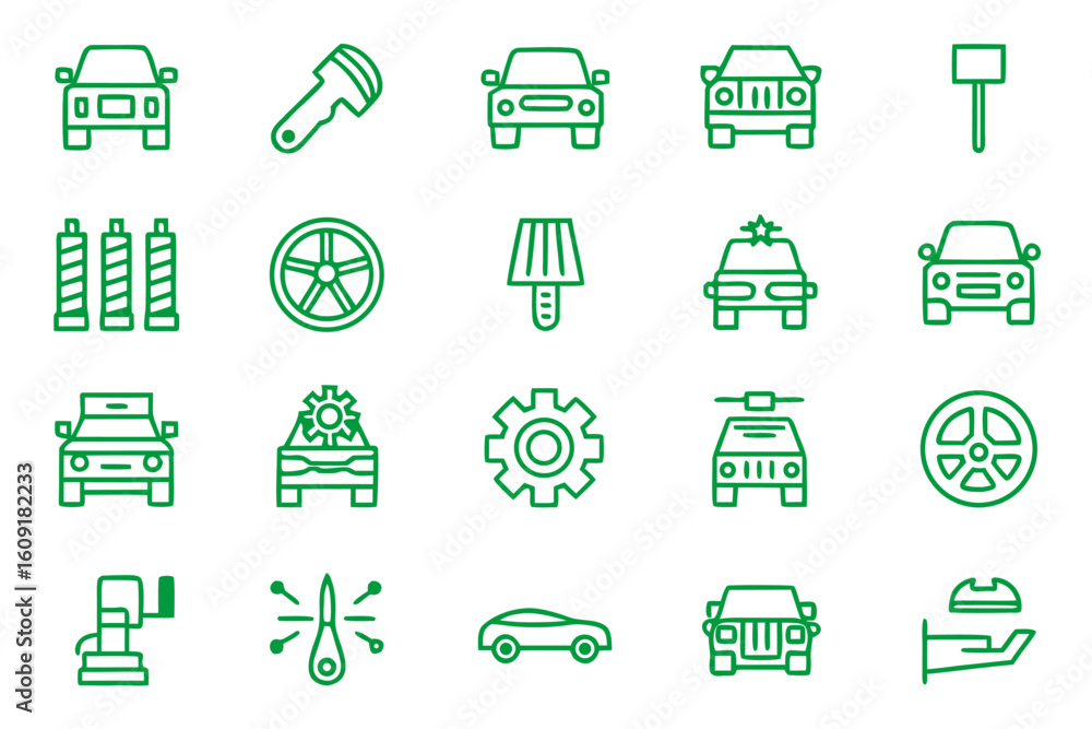 Aufkleber a comprehensive collection of clean modern line art graphics representing various automobiles and tr