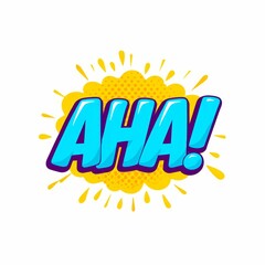 Aha comic speech bubble pop art text cartoon expression isolated on transparent background.