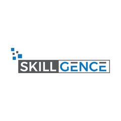 The **Skill Gence logo** features sleek, modern typography with dynamic design elements, symbolizing knowledge, innovation, and growth for a forward-thinking educational and skill-focused brand identi