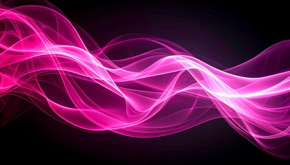 Abstract pink and magenta wavy lines on dark background