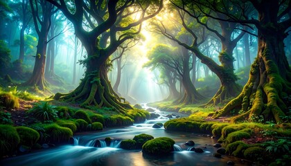 Lush rainforest stream