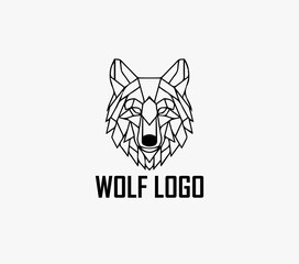 Polygonal Line Wolf Head Logo