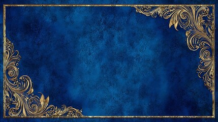 Elegant blue background with gold side decorations ideal for holiday invitations luxury branding or greeting card use