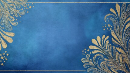 Elegant blue background with gold side decorations ideal for holiday invitations luxury branding or greeting card use