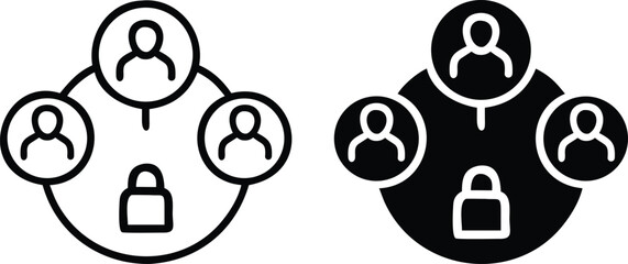 User Security Network Icons &ndash; Black and White Privacy People Vector Silhouette Design