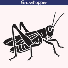 Silhouette of a Grasshopper Insect Vector Illustration

