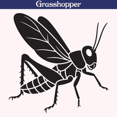 Silhouette of a Grasshopper Insect Vector Illustration

